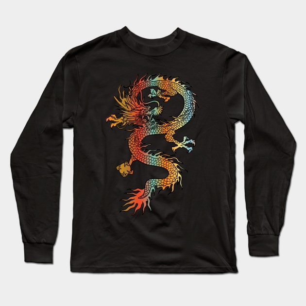 Japanese Dragon Vintage Demon Retro 104 Long Sleeve T-Shirt by dvongart